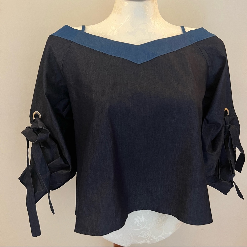 WHY DRESS Denim Off the Shoulder Top Women’s Size Large